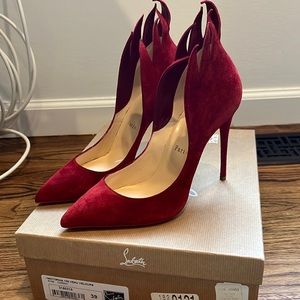 Christian Louboutin Red suede flame heels. Size 39.